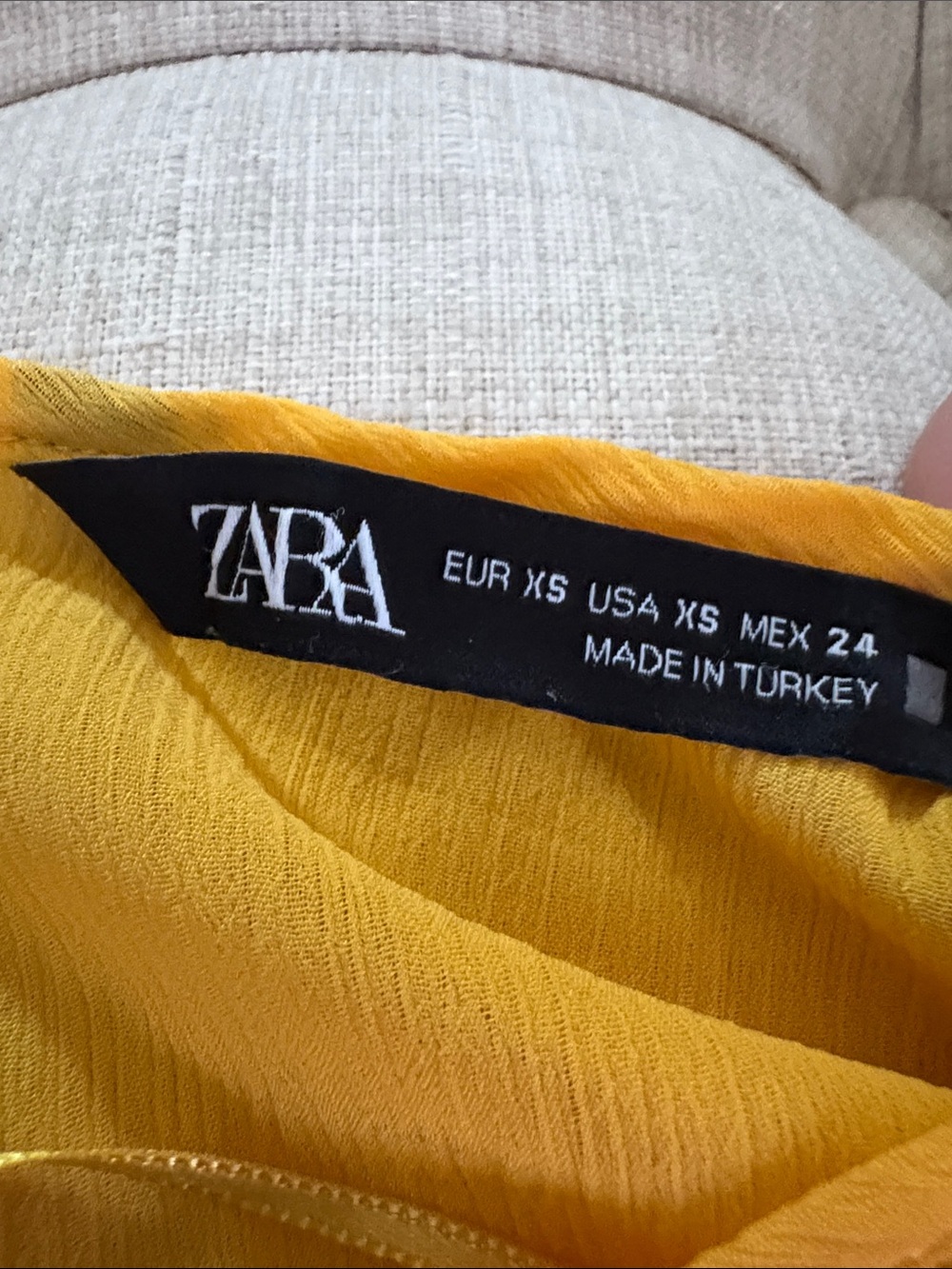Zara Mustard Puff-Sleeve Pleated Peplum Blouse - Picture 2 of 4